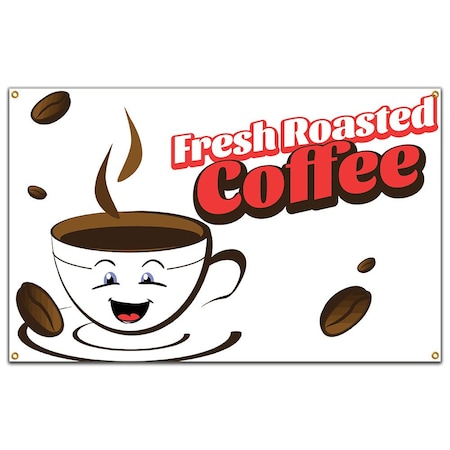 Signmission Fresh Roasted Coffee Banner Concession Stand Food Truck Single Sided B-Fresh Roasted Coffee19
